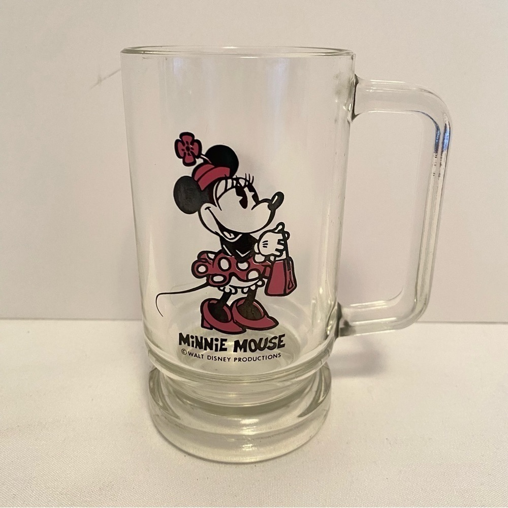 Walt Disney Productions Minnie Mouse Glass Mug Vintage 1970's